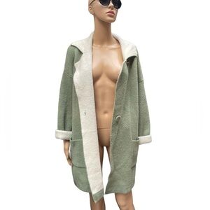 Green knit oversized boho cardigan sweater